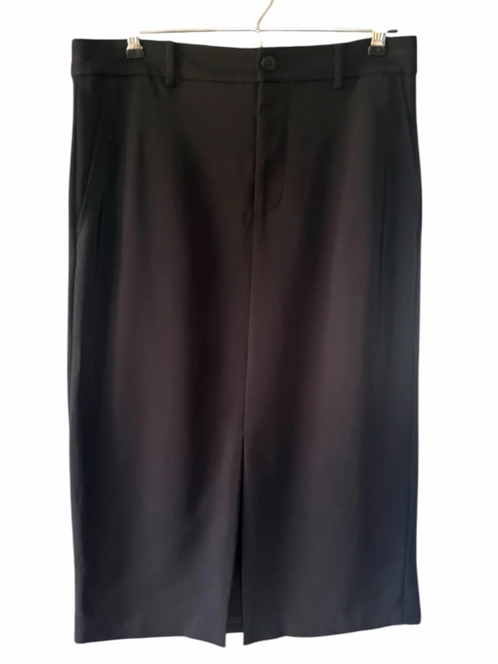 Lauren Ralph Lauren Black Stretch Cady Pencil Skirt with Front Slit (Size 8)
